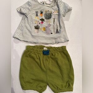 Starting Out Striped Top and Green Shorts Set